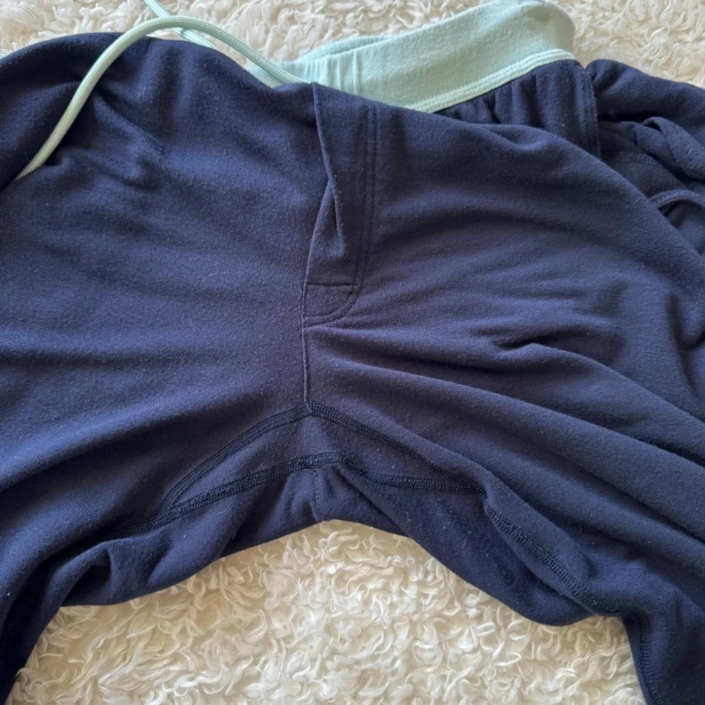 Jambys Unisex Short Sleeve MicroModal Crew JamTee & Pant Navy/Mint Size Small